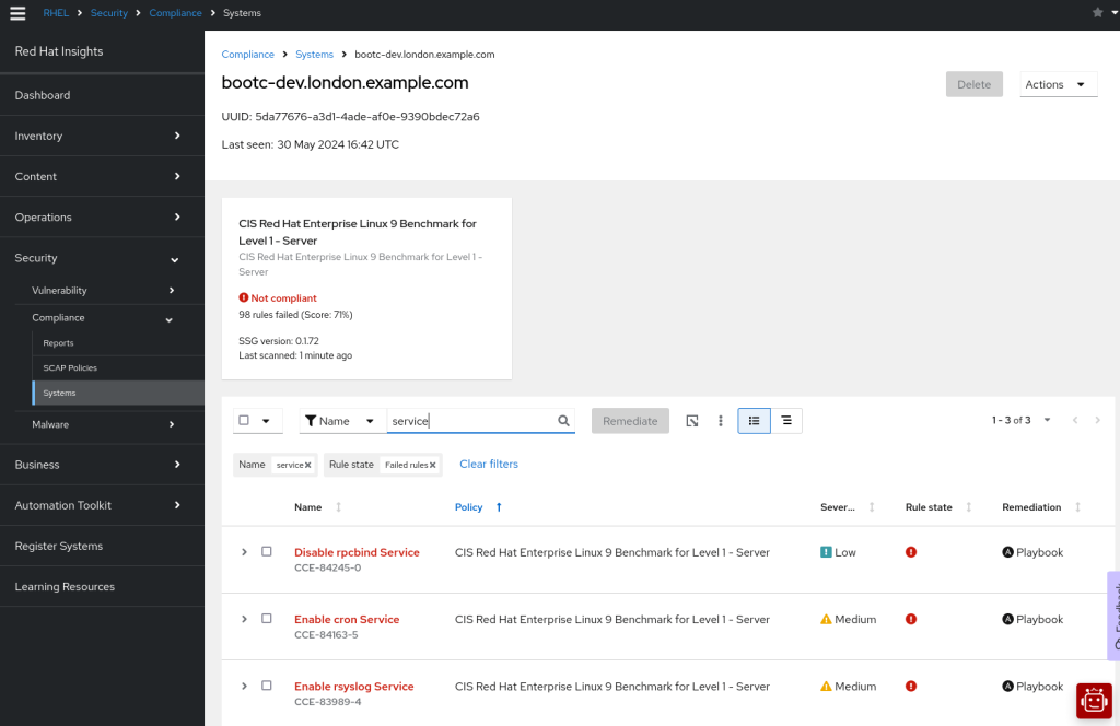 Red Hat Insights Compliance of Image Mode Hosts