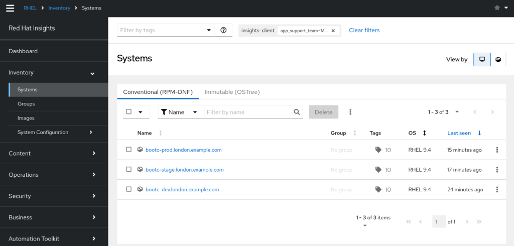 Red Hat Insights Image Mode for RHEL inventory