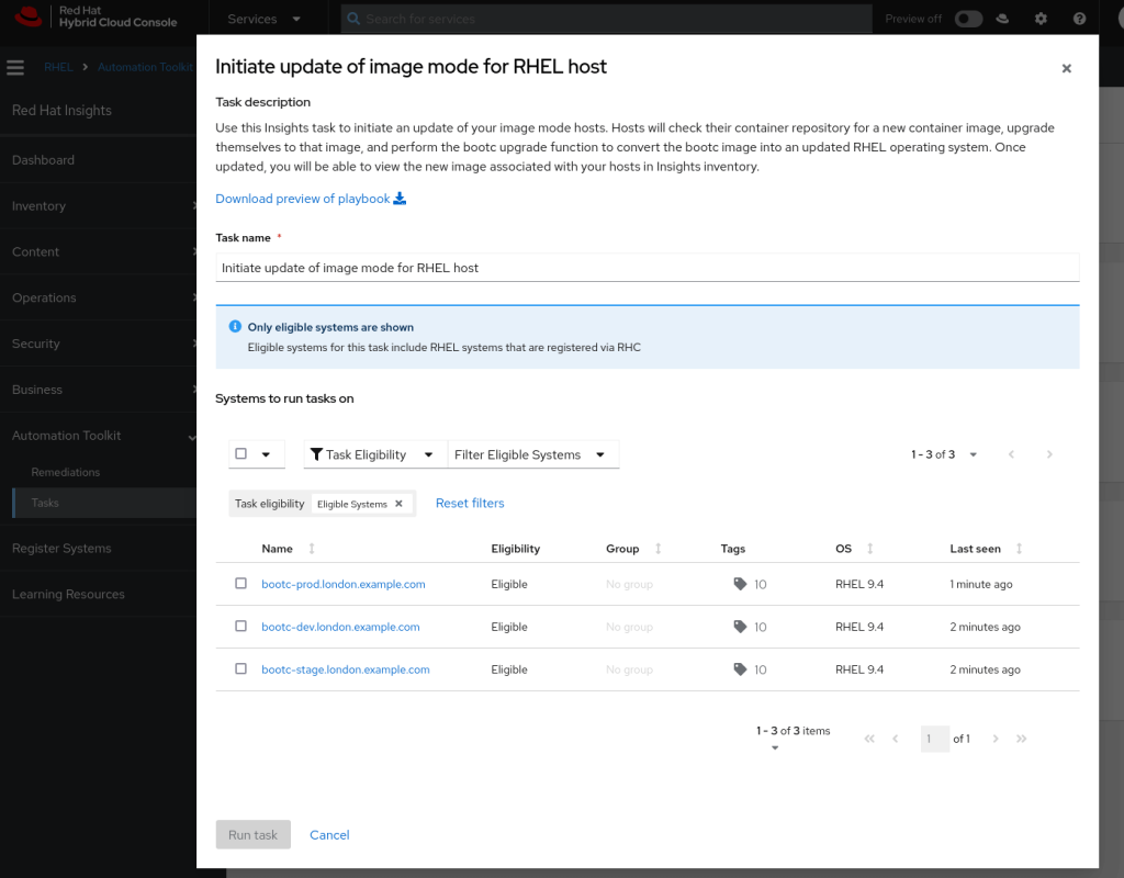 Red Hat Insights Remote Update Image Mode RHEL