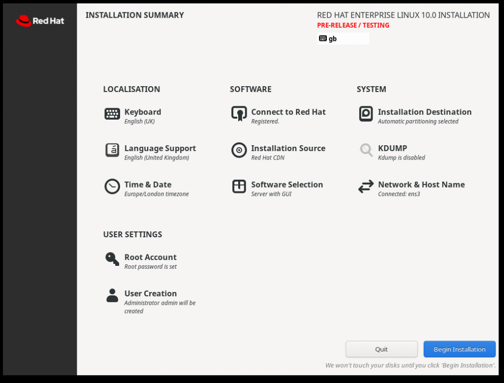 RHEL 10 Installer